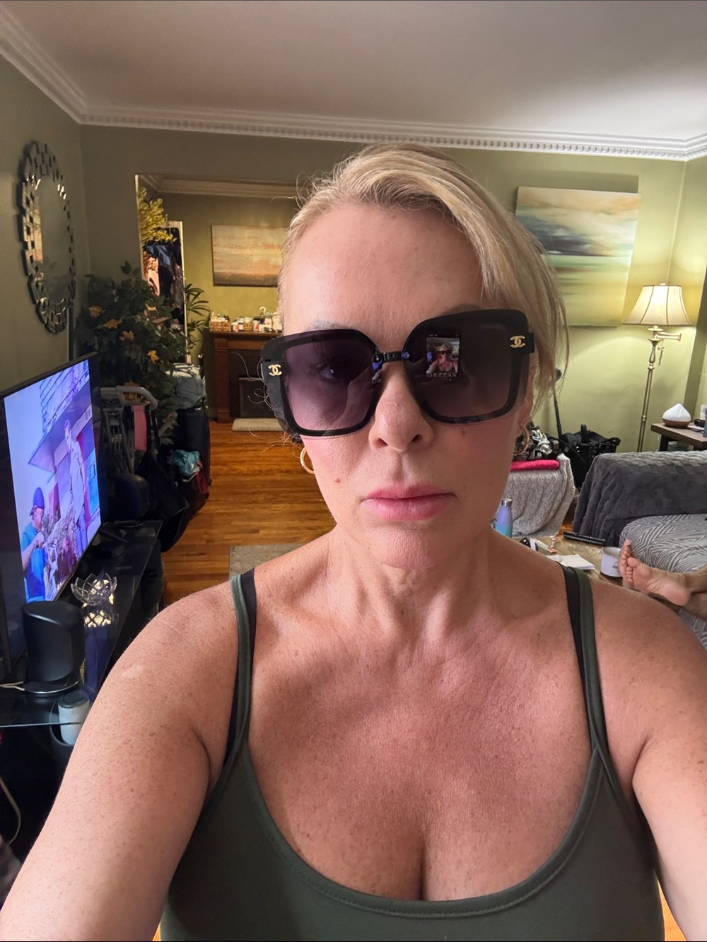 CHANEL Black Gradient Square Sunglasses with Gold CC Accents New with case. - Picture 8 of 11